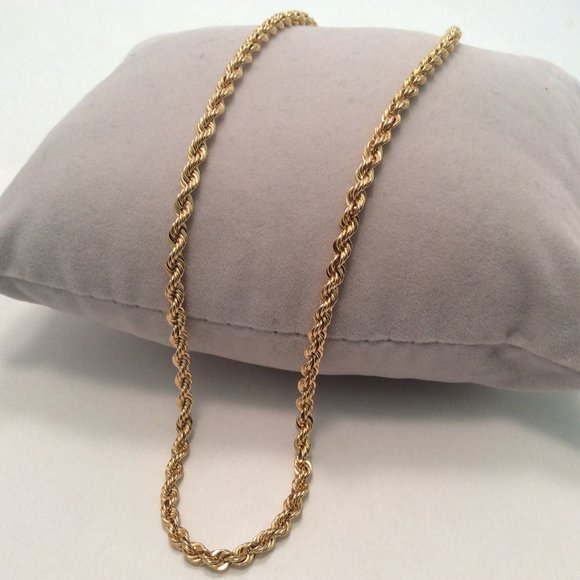 14KT SOLID REAL YELLOW GOLD ROPE CHAIN NECKLACE 20" 3.2MM 17.90 GRAMS - Picture 1 of 8